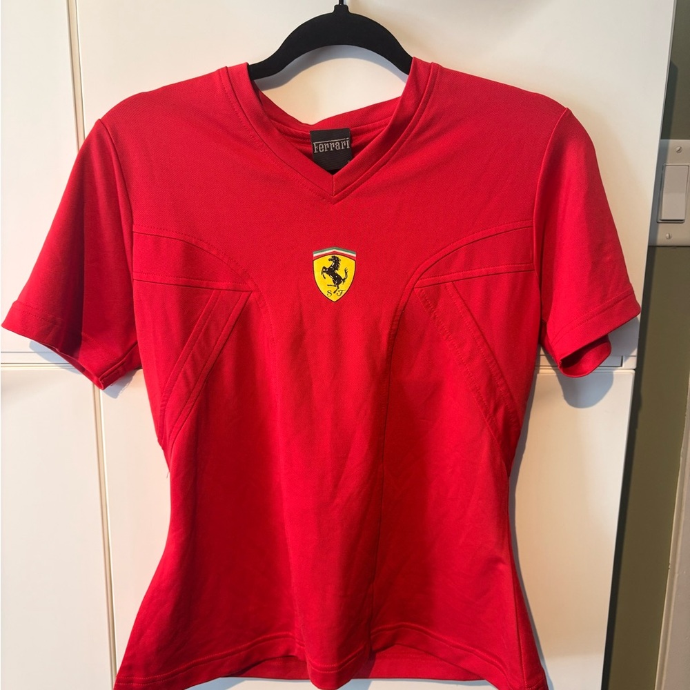 Ferrari Red Tee with Yellow Shield Emblem